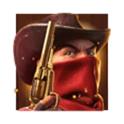 Close-up of a masked cowboy holding a revolver, representing the Wild Bounty Showdown.