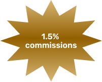 Golden starburst graphic displaying “1.5% commissions,” promoting Lawinplay login affiliate or referral incentives.